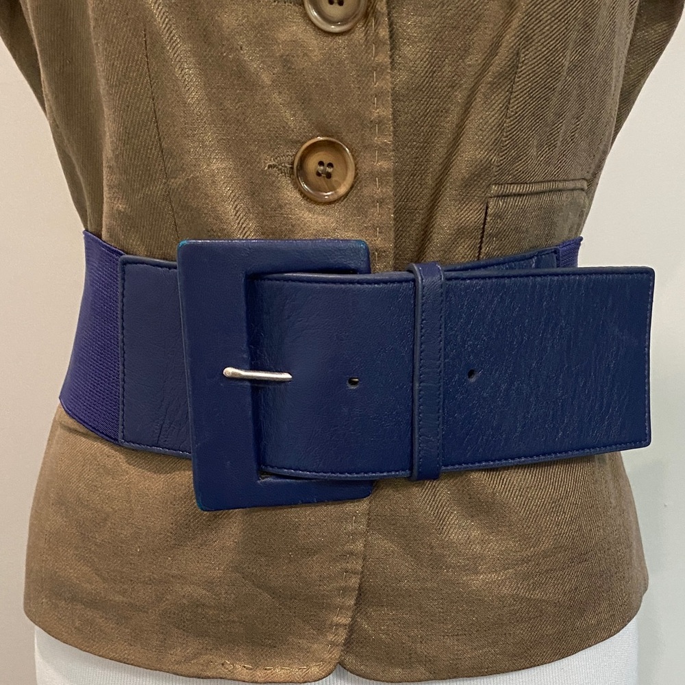 Club Monaco Navy Stretch Belt Plus Size Adjustable 49" Long Classic Preppy